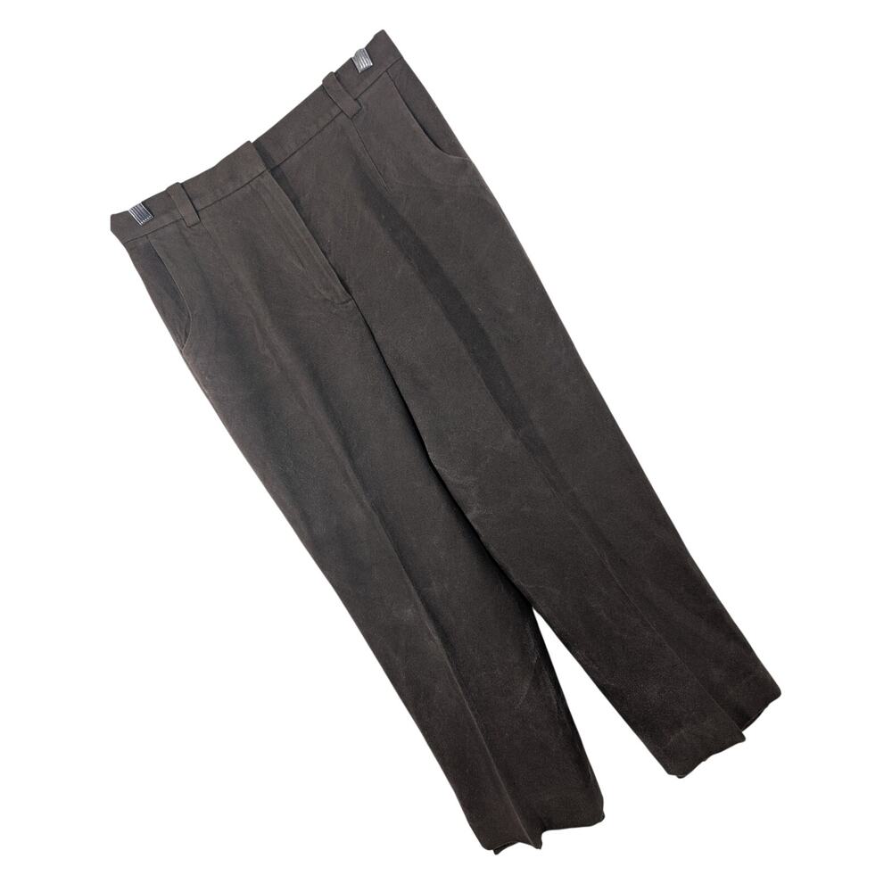TALBOTS! GORGEOUS MUTED BROWN SILK & WOOL HIGH WAIST, STRAIGHT LEG PANTS! SZ 10